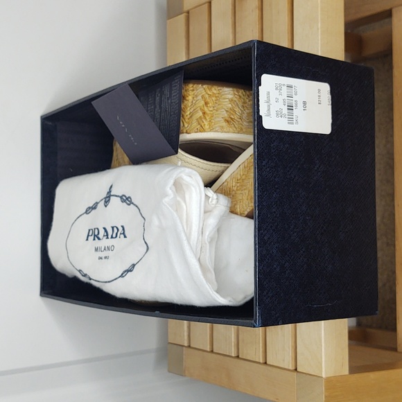 Prada🍦Wedge Sandals, cream/tan color, Size 41, 10.5/11 M Women's, 🆕 - Picture 10 of 11
